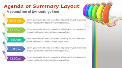 Slide 2 layout preview from the Colored Pencils Education PowerPoint Template deck.
