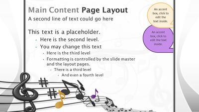 Slide 3 layout from the Musical Notes PowerPoint Template presentation deck.