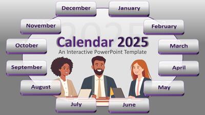 Interactive Calendar PowerPoint Template layout preview.