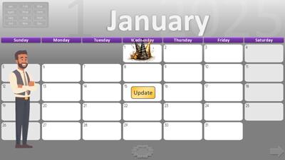 Slide 2 layout from the 2025 Interactive PowerPoint Calendar presentation deck.