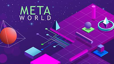 Meta World PowerPoint Template layout preview.