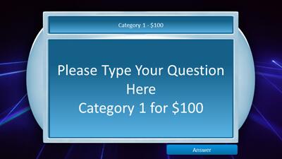 Slide 3 layout from the Jeopardy Style Five Category PowerPoint Game presentation deck.