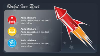 Slide 3 layout from the Retro Rocket Blast PowerPoint Theme presentation deck.