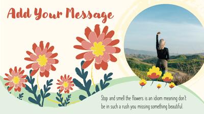 Slide 3 layout from the Full Bloom - A Spring Flower PowerPoint theme presentation deck.