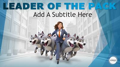 Businesswoman Leading The Pack PowerPoint Template layout preview.