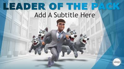 Businessman Leading The Pack PowerPoint Template layout preview.