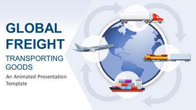 Global Freight Shipping PowerPoint Template layout preview.