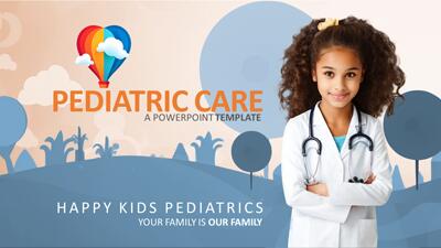 Pediatric Care PowerPoint Template layout preview.