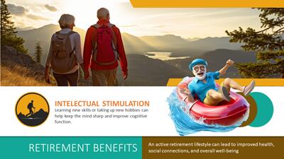 Slide 3 layout from the Active Retirement PowerPoint Theme presentation deck.