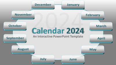 Interactive Calendar PowerPoint Template layout preview.