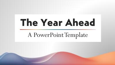 The Year Ahead PowerPoint Template layout preview.