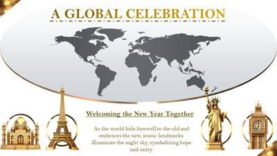 Slide 3 layout from the New Year's Celebration Toast PowerPoint Theme presentation deck.