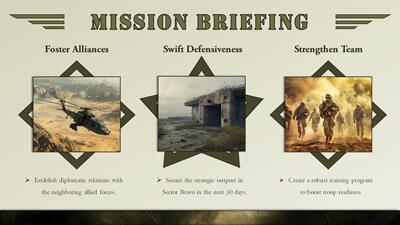 Slide 3 layout from the Military PowerPoint template presentation deck.
