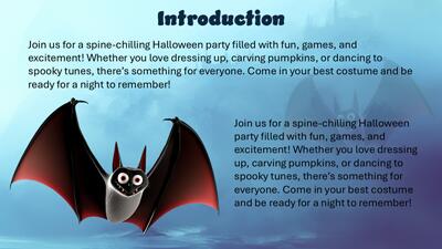 Slide 3 layout from the Halloween PowerPoint: Spooky Characters presentation deck.