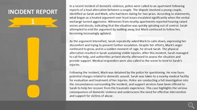 Slide 3 layout from the Investigation Storyboard - Interactive PowerPoint Interface presentation deck.