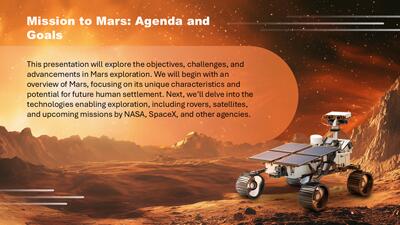 Slide 2 layout from the Mars Exploration PowerPoint Theme presentation deck.