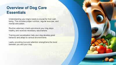 Slide 2 layout from the Dog Care PowerPoint Theme presentation deck.