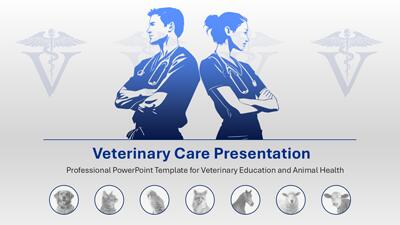 Veterinary Care PowerPoint Template layout preview.