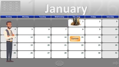 Slide 2 layout from the 2026 Interactive Calendar PowerPoint Template presentation deck.