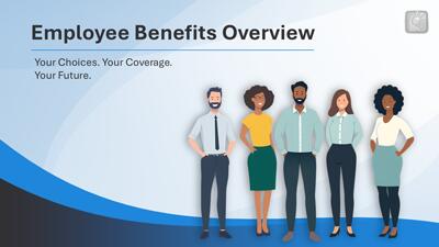 Employee Benefits PowerPoint Template layout preview.