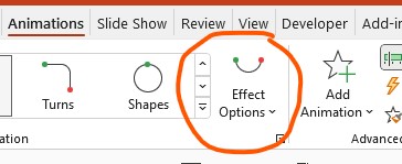 Effect option for motion paths