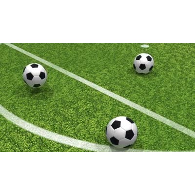 Three Soccer Balls Drop On Field motion graphic preview.