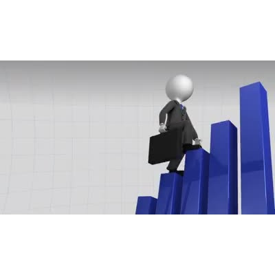 Business Figure Climbing Bar Graph motion graphic preview.