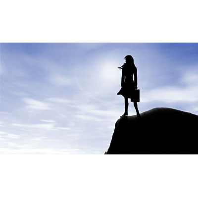 Businesswoman Looking Out From Cliff motion graphic preview.