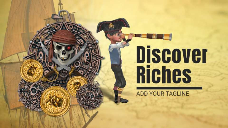 Pirate With Treasure Coins motion graphic preview.