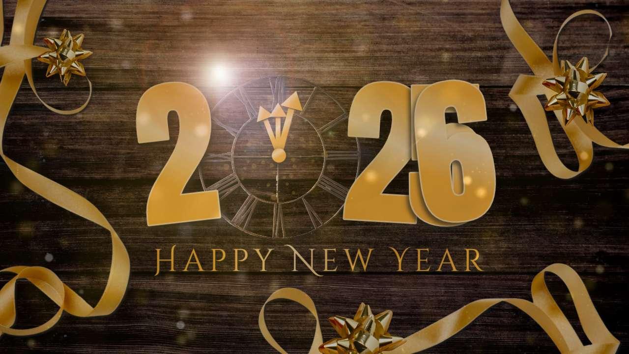 Happy New Year Ribbons motion graphic preview.
