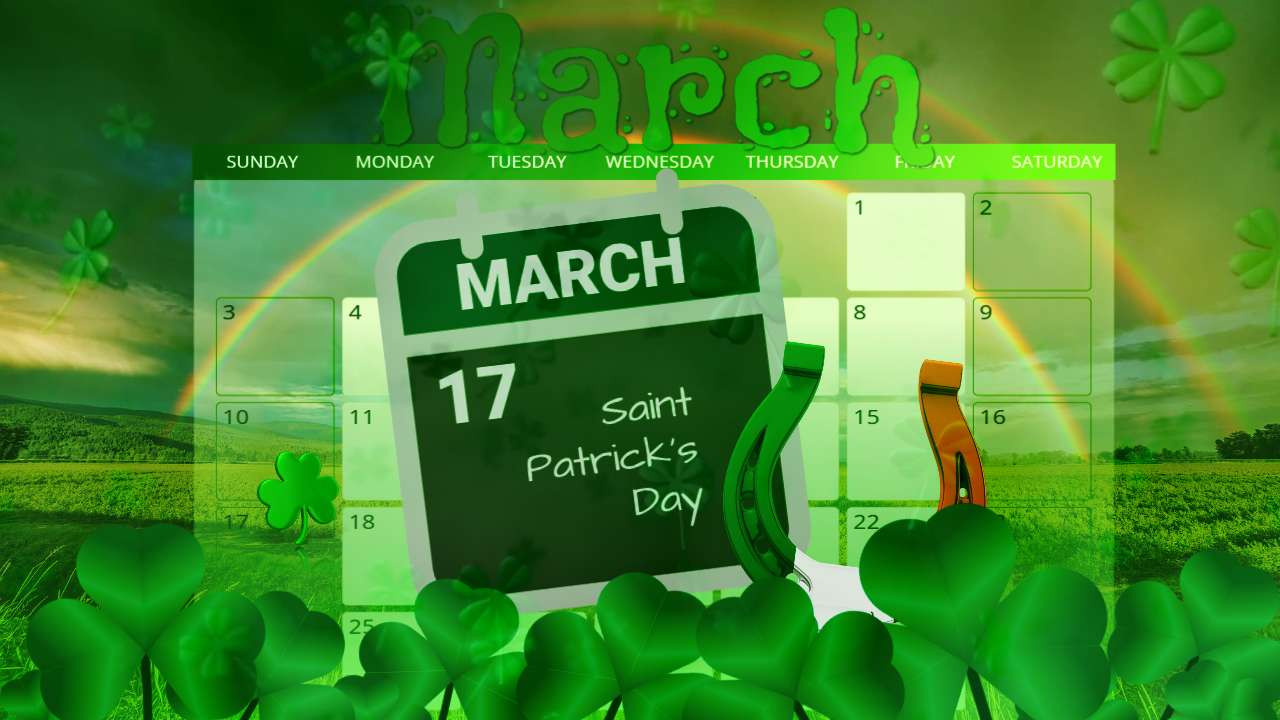 March 17 St Patrick's Day Calendar motion graphic preview.