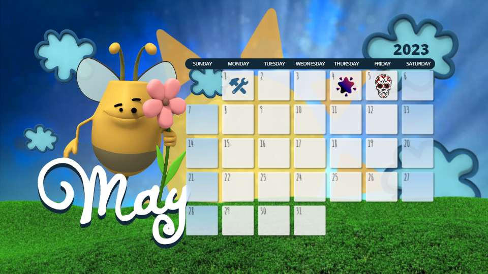 May Flower Bee Calendar Video motion graphic preview.