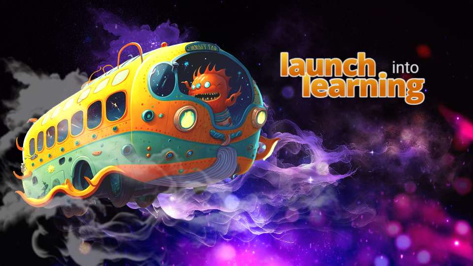 Cosmic School Bus Editable Video motion graphic preview.