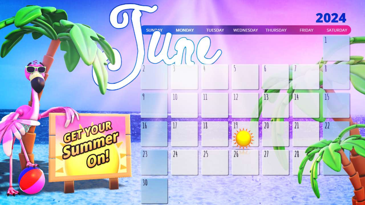 June Calendar Video motion graphic preview.