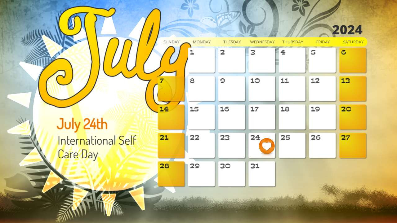 July Calendar Tropical Sun - Editable Video motion graphic preview.