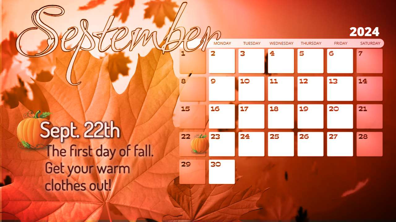 Blowing Leaves: September Fall Calendar Video motion graphic preview.