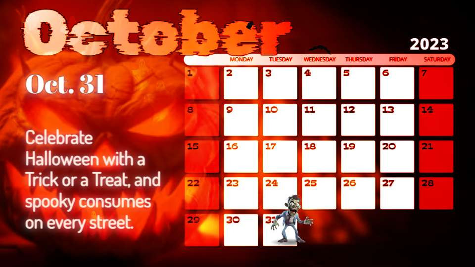 Spooky October Calendar Video motion graphic preview.