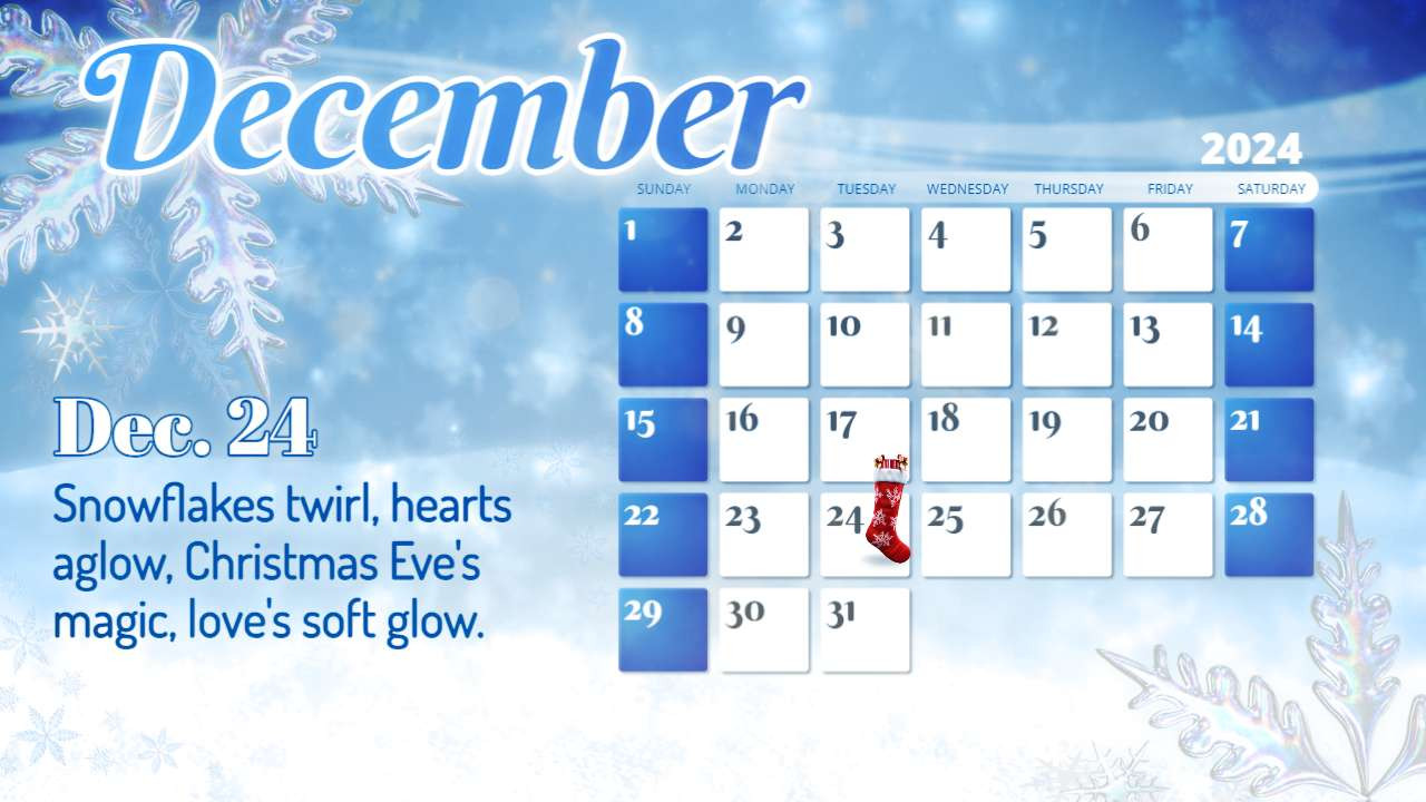 December Video Calendar motion graphic preview.
