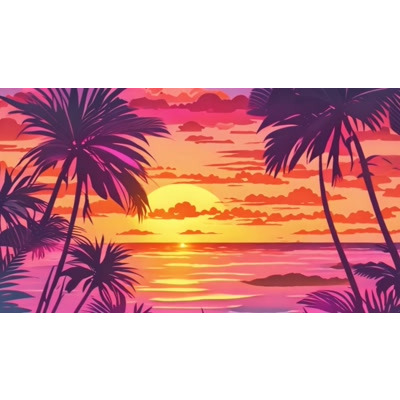 Retro Miami Sunset motion graphic preview.