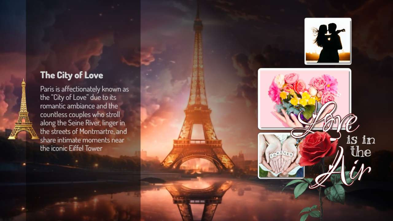 Eiffel Tower At Sunset Video motion graphic preview.