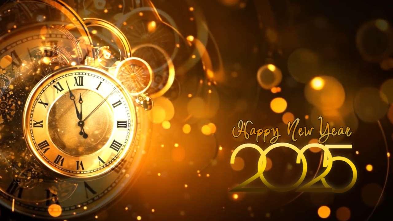 golden midnight clock video background preview image.