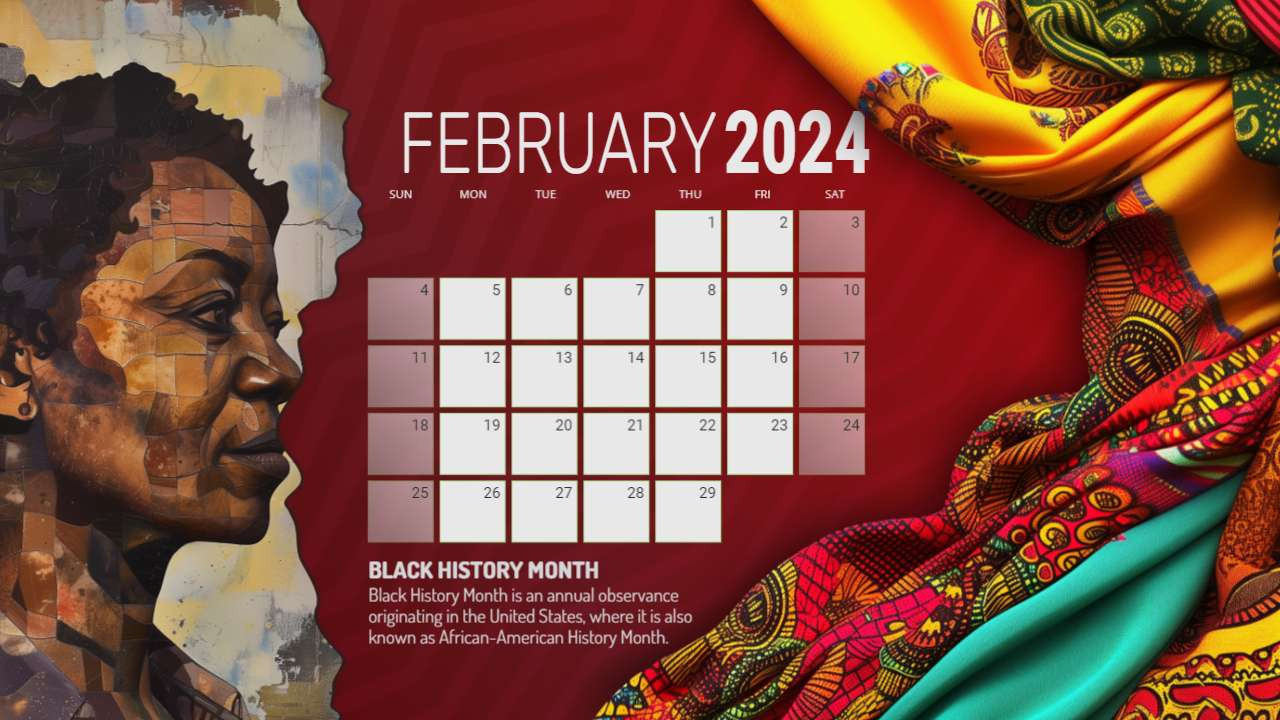 Black History Month Video Calendar motion graphic preview.