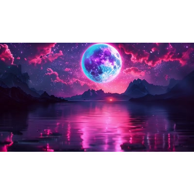 Neon Moonlight Night Video motion graphic preview.