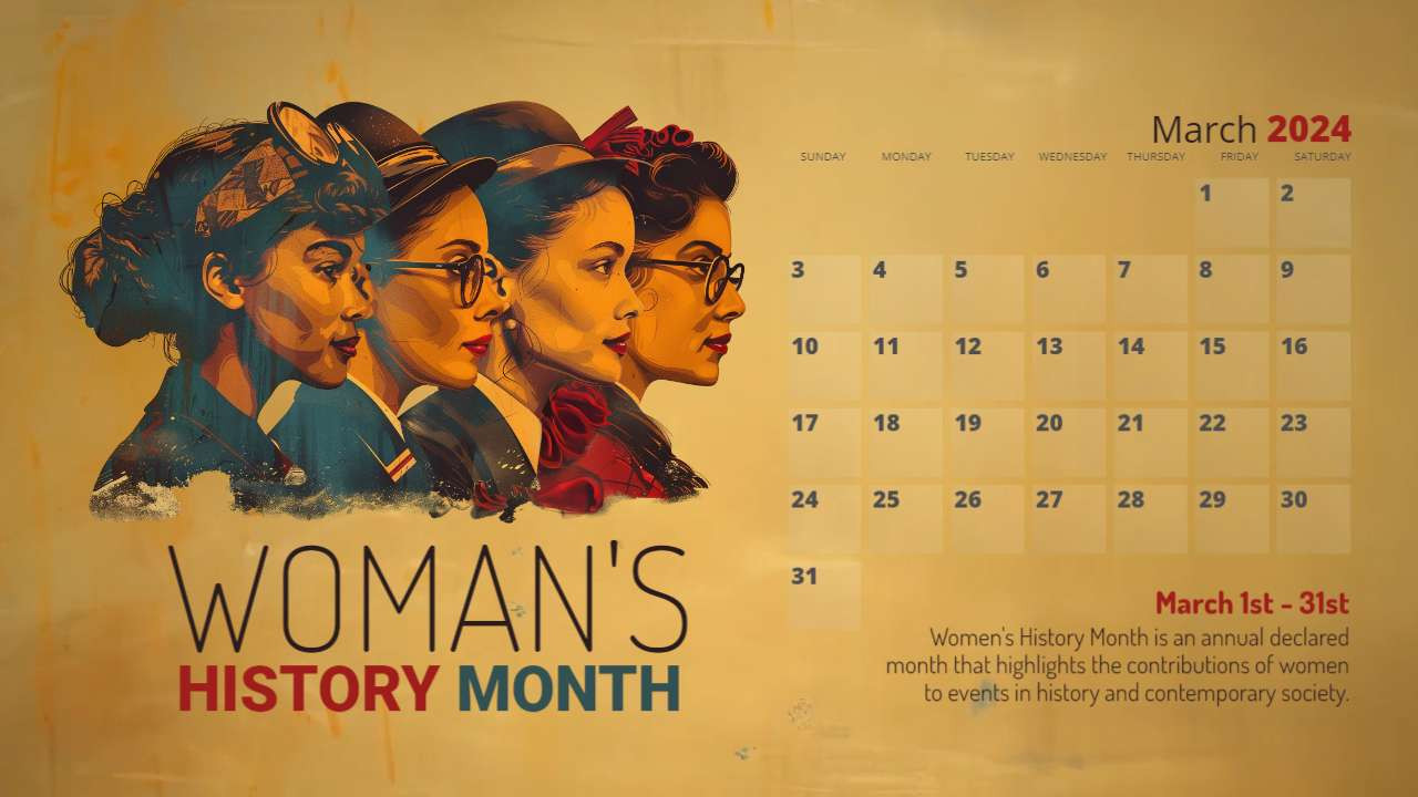 Woman's History Month Video Calendar motion graphic preview.