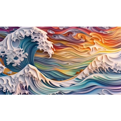Paper Cut Waves at Sunset motion graphic preview.