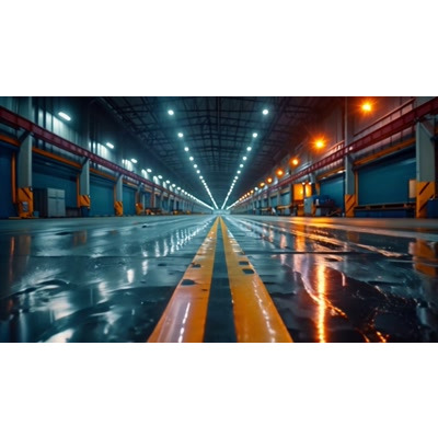 Wet Factory Loading Dock Floor Video motion graphic preview.