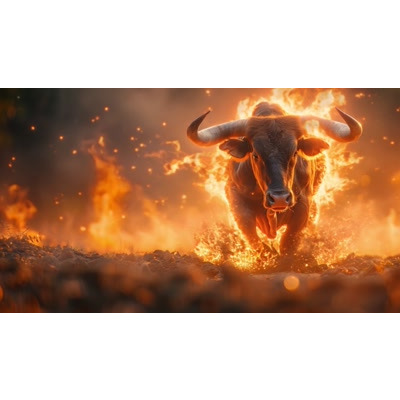 Hot Bull Charging Video motion graphic preview.
