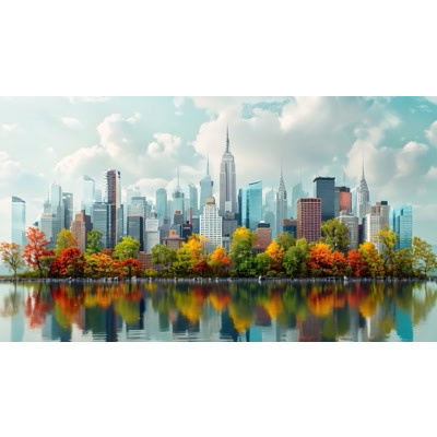 Calm Reflection of Cityscape Video motion graphic preview.