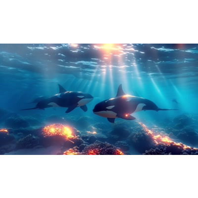Ocean Orca Whales motion graphic preview.