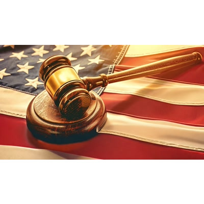 USA Law Flag Gavel Video motion graphic preview.